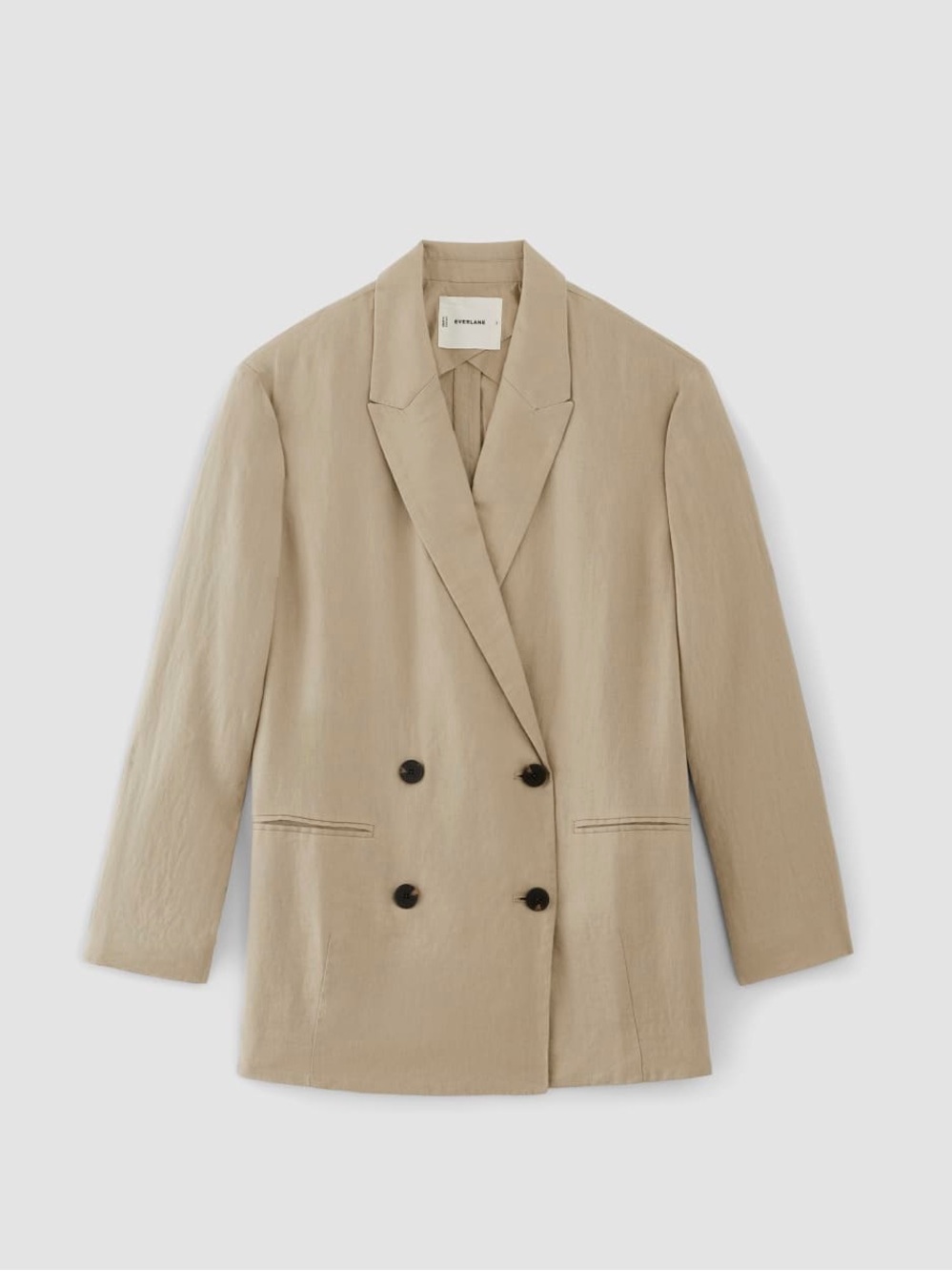 100% Linen Everlane Double-Breasted Blazer in Beige 10